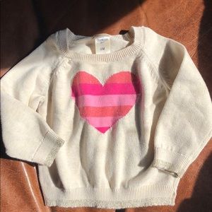 Oshkosh sweater 6M cream gold pink heart